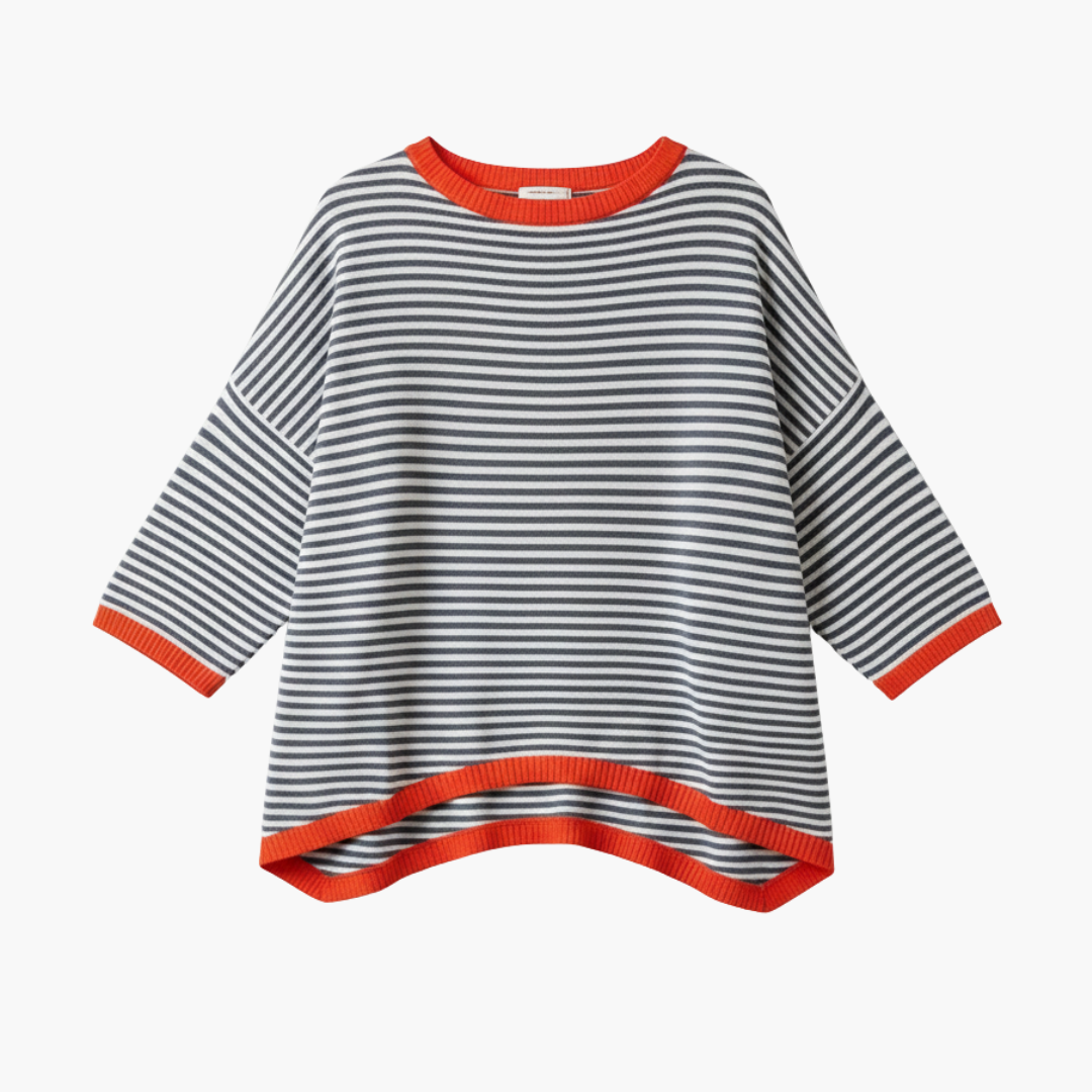 Velora | Top À Rayures À Manches Longues Pour Femme Avec Bord Contrasté