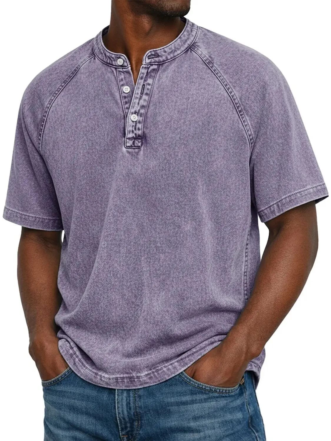 Marcel | T-shirt Henley Á Manches Raglan, Style Vintage