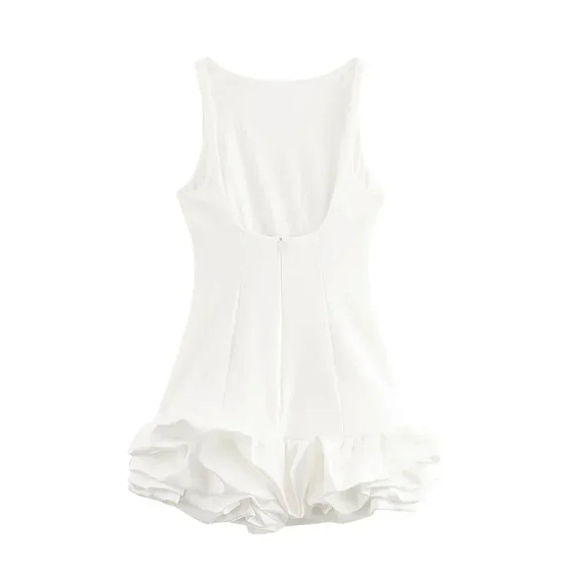 Alina | Robe Courte Femme Volants Dos Nu