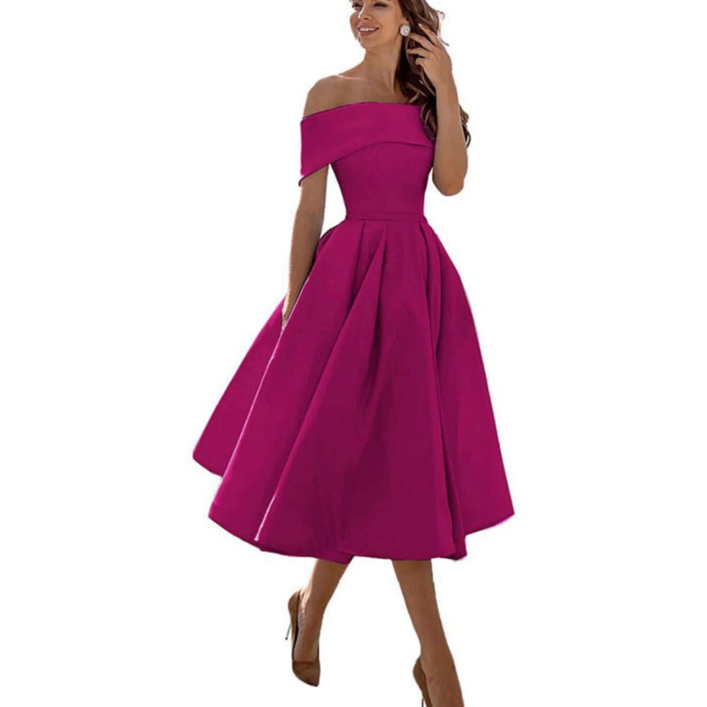 Eliane | Robe Midi Évasée Élégante