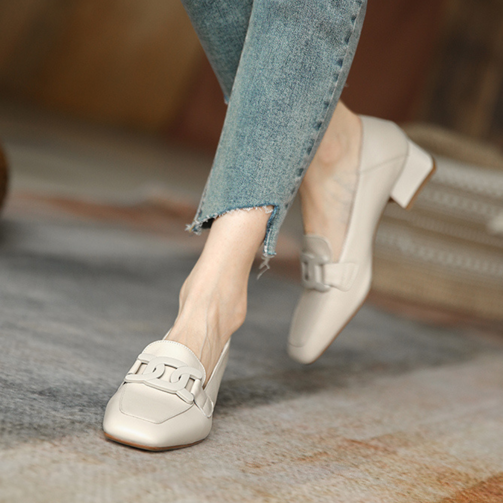 Camille | Evrynth Mocassins Mary Jane En Cuir  Á Talon Chunky