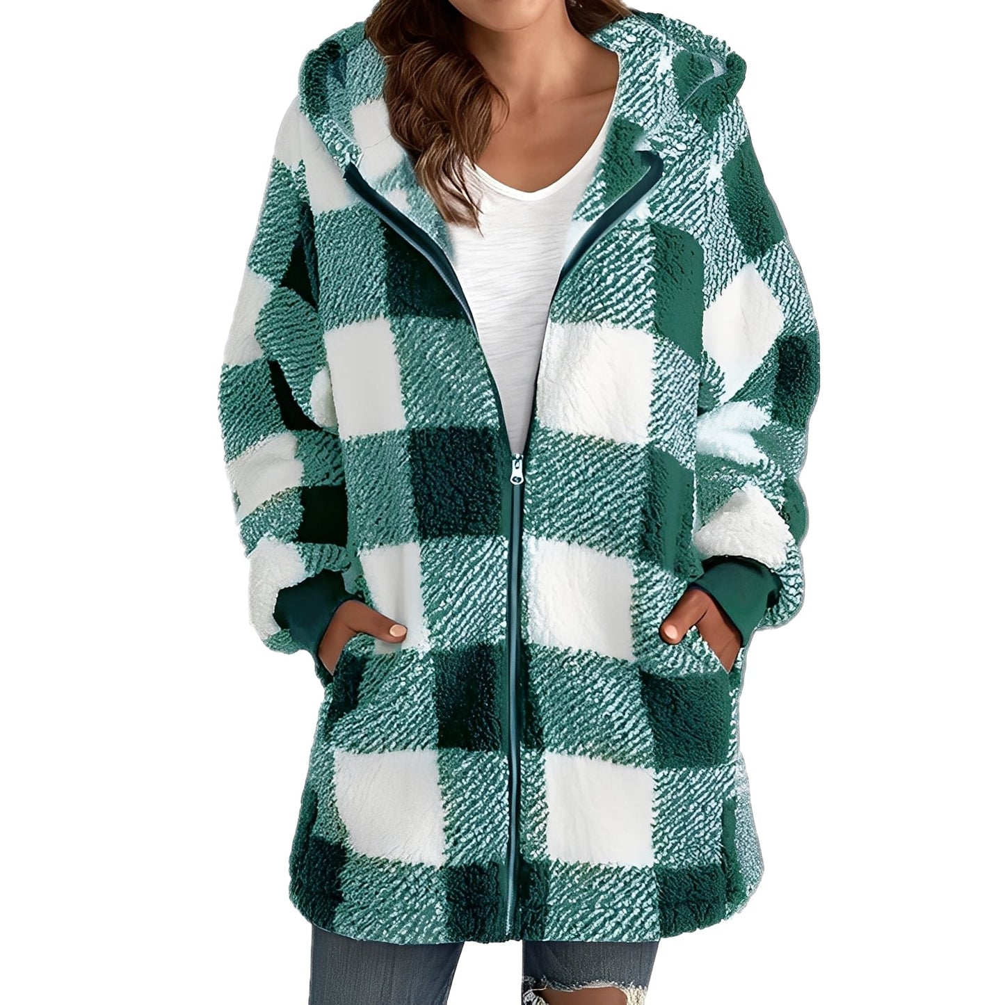 Desirae - Veste À Capuche À Carreaux Élégante Pour Femmes