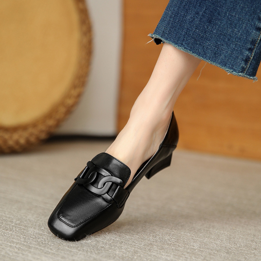 Camille | Evrynth Mocassins Mary Jane En Cuir  Á Talon Chunky