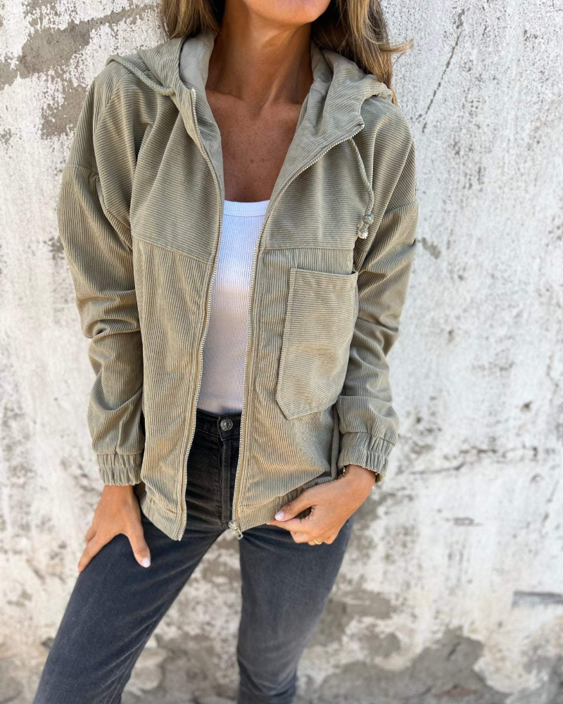 Loraine | Veste En Velours Côtelé À Capuche