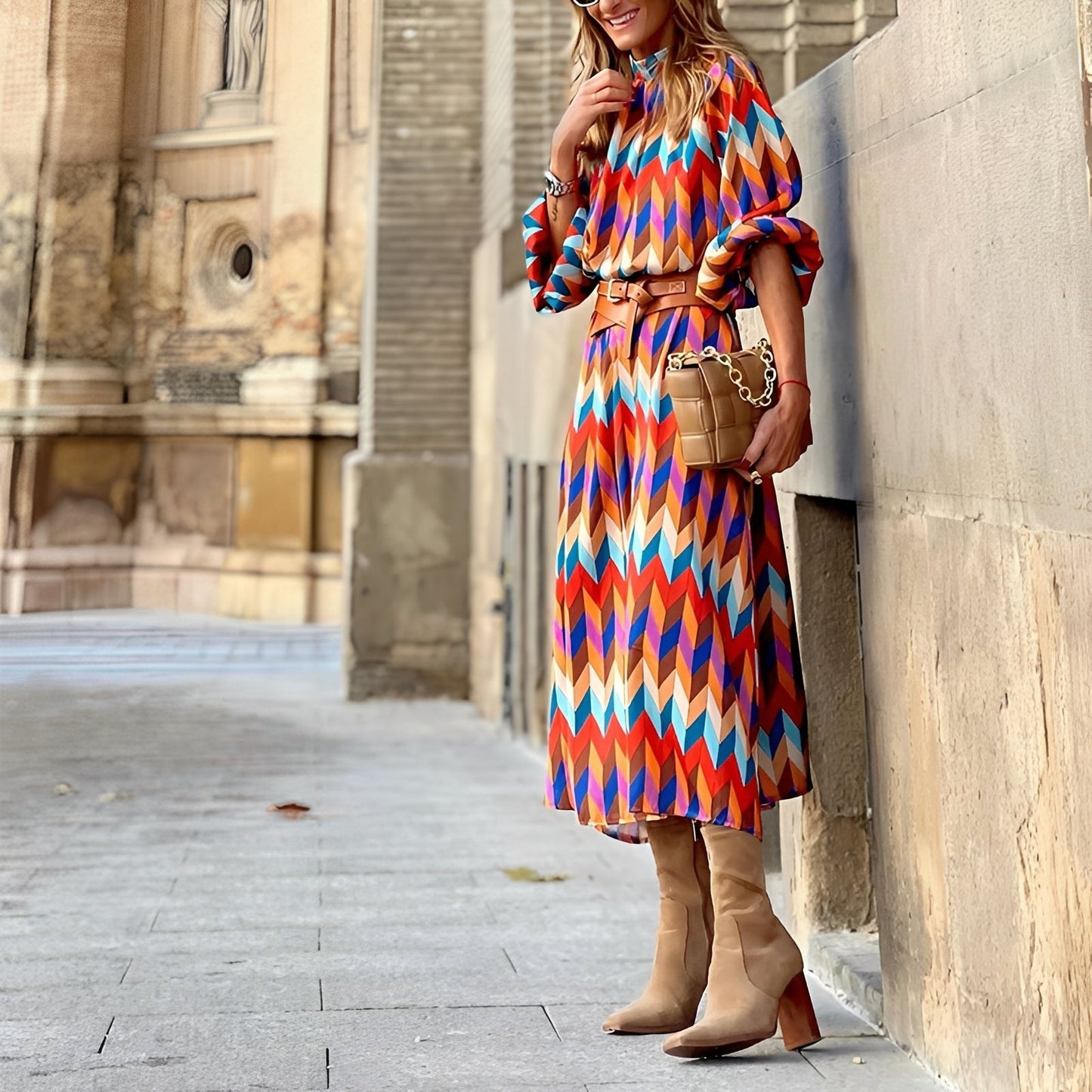 Sandra | Robe Mi Longue Colorée Pour Femmes