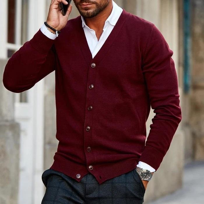 Agostinho | Cardigan Confortable En Maille Pour Hommes