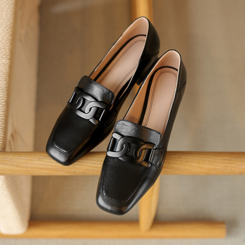 Camille | Evrynth Mocassins Mary Jane En Cuir  Á Talon Chunky