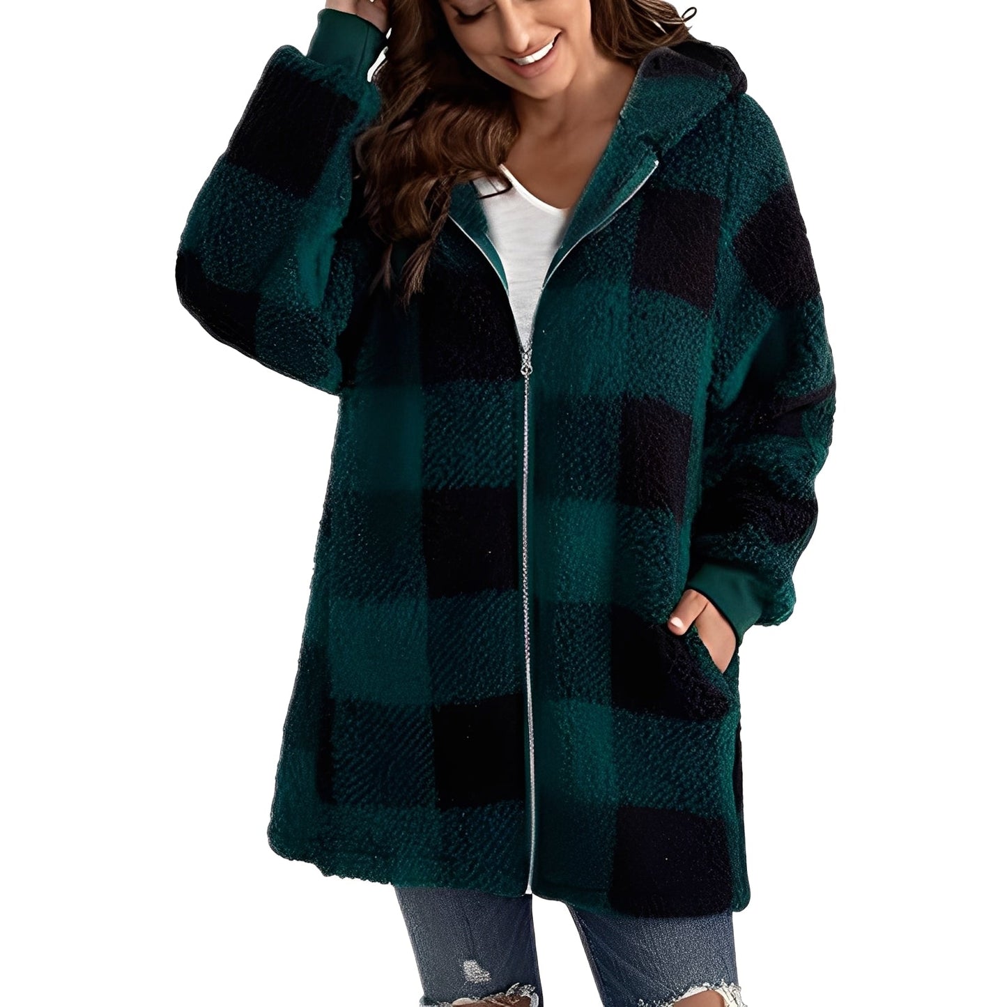 Desirae - Veste À Capuche À Carreaux Élégante Pour Femmes