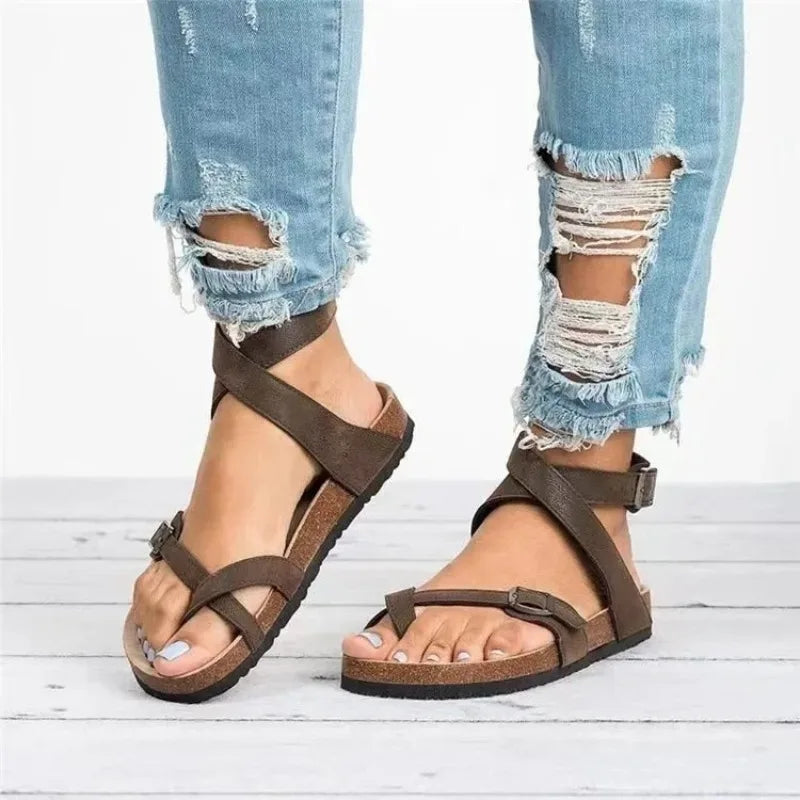 Élise | Sandales Plates Avec Bride D’orteil Et Boucle Réglable