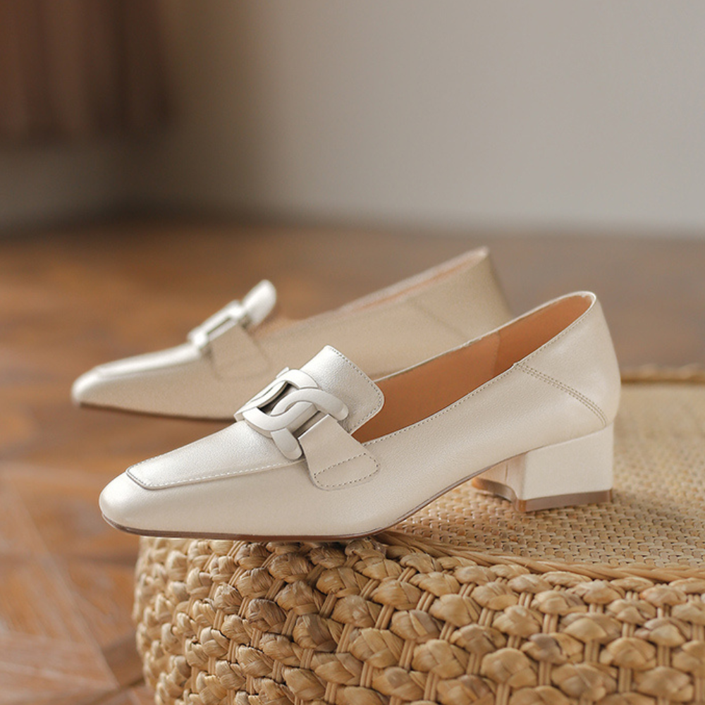 Camille | Evrynth Mocassins Mary Jane En Cuir  Á Talon Chunky