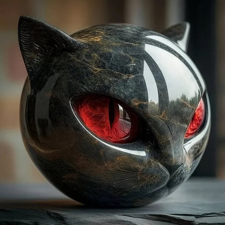 Nyxcharm - Sculpture Mystique Représentant Une Tête De Chat Noir