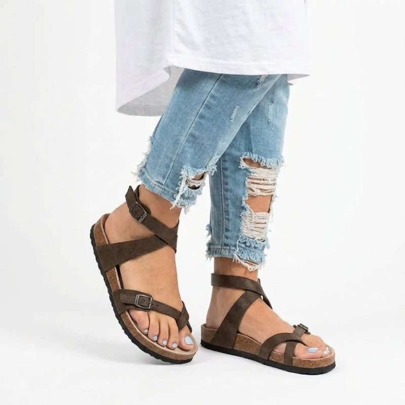 Élise | Sandales Plates Avec Bride D’orteil Et Boucle Réglable