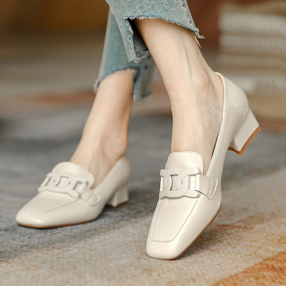 Camille | Evrynth Mocassins Mary Jane En Cuir  Á Talon Chunky