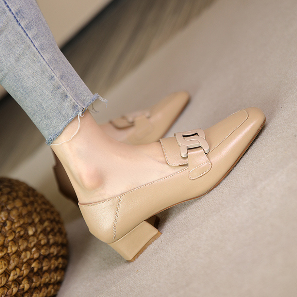 Camille | Evrynth Mocassins Mary Jane En Cuir  Á Talon Chunky