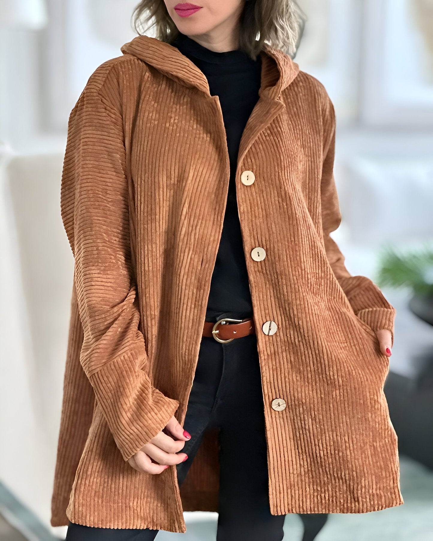 Anika  | Veste En Velours Côtelé Décontractée Avec Capuche