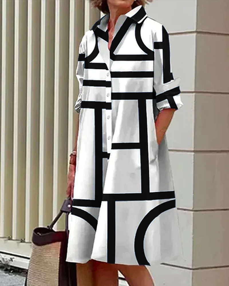 Estelle | Robe Avec Poches Et Imprimé Géométrique