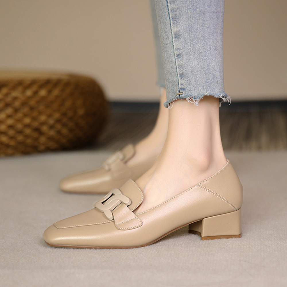 Camille | Evrynth Mocassins Mary Jane En Cuir  Á Talon Chunky
