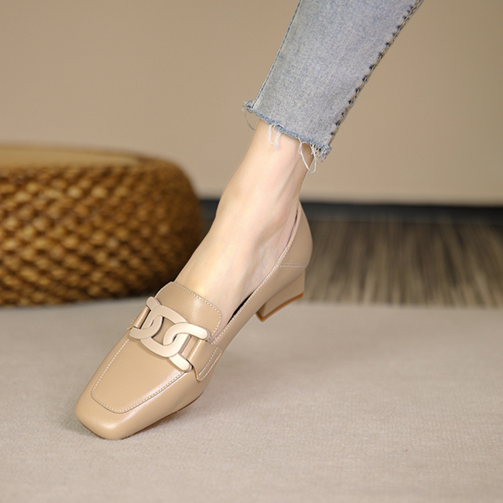 Camille | Evrynth Mocassins Mary Jane En Cuir  Á Talon Chunky