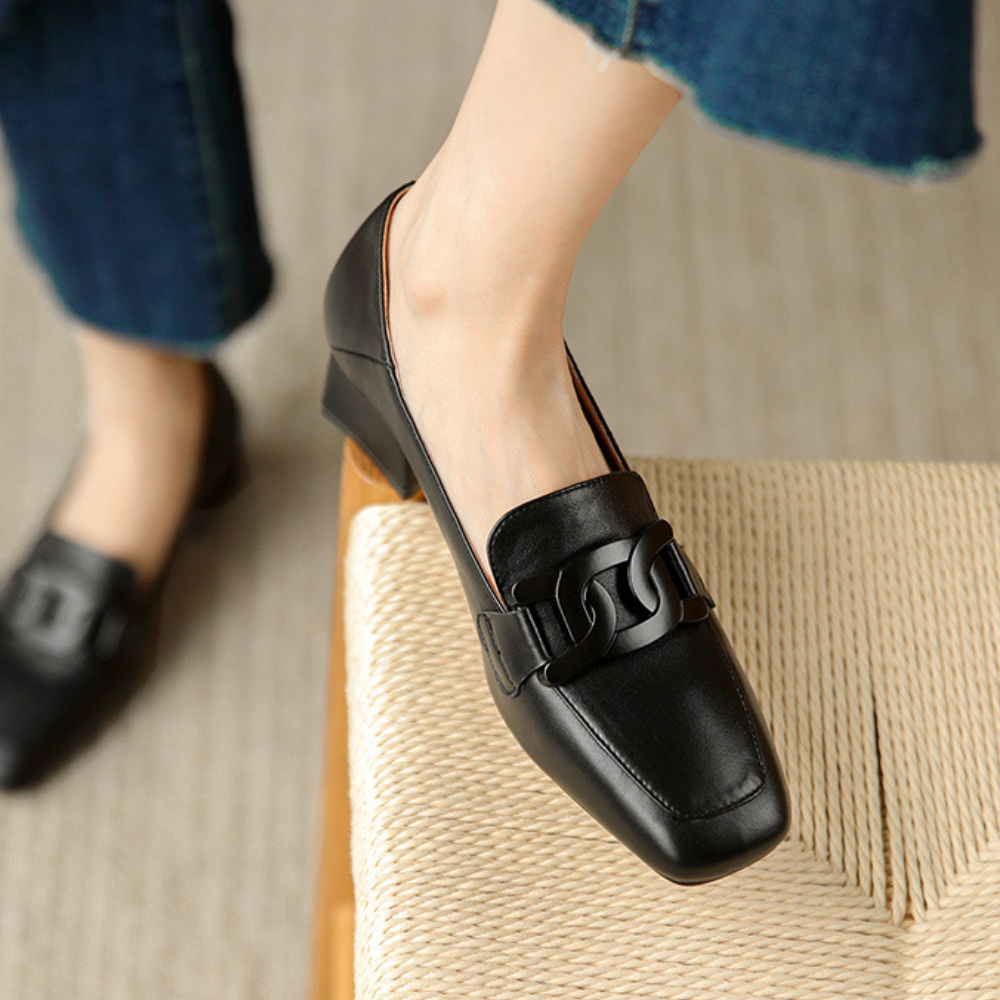 Camille | Evrynth Mocassins Mary Jane En Cuir  Á Talon Chunky