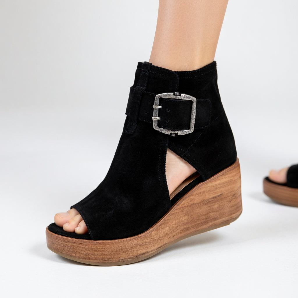 Orélisse| Bottines Compensées Ouvertes Style Moderne