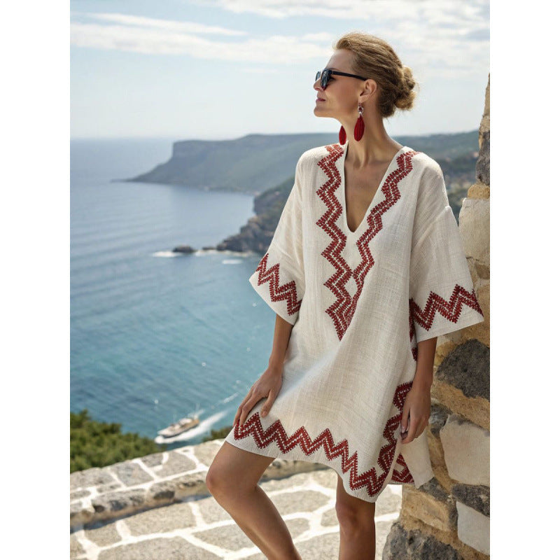 Fleur | Robe Caftan Bohème Brodée Femme, Robe D'Été Élégante Et Fluide