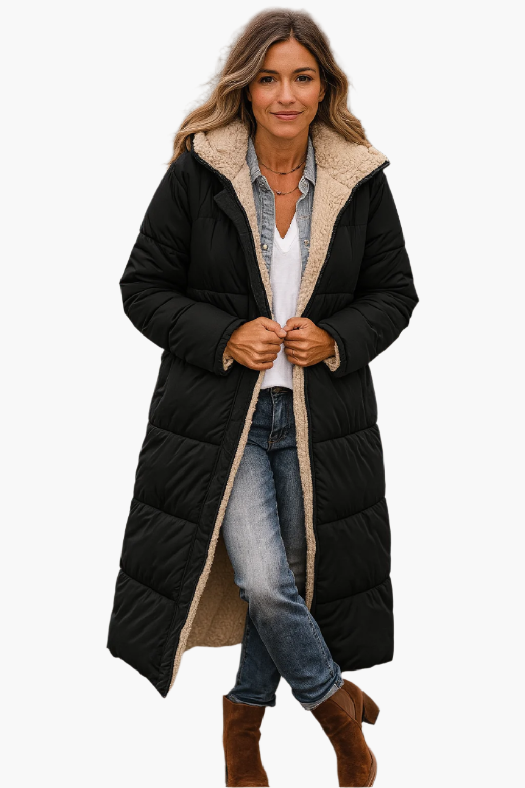 Éloise | Manteau D’Hiver Long Réversible Avec Capuche