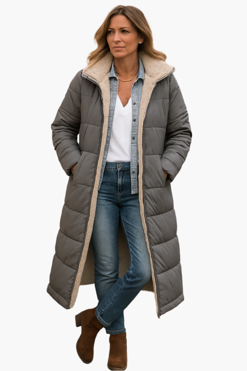Éloise | Manteau D’Hiver Long Réversible Avec Capuche