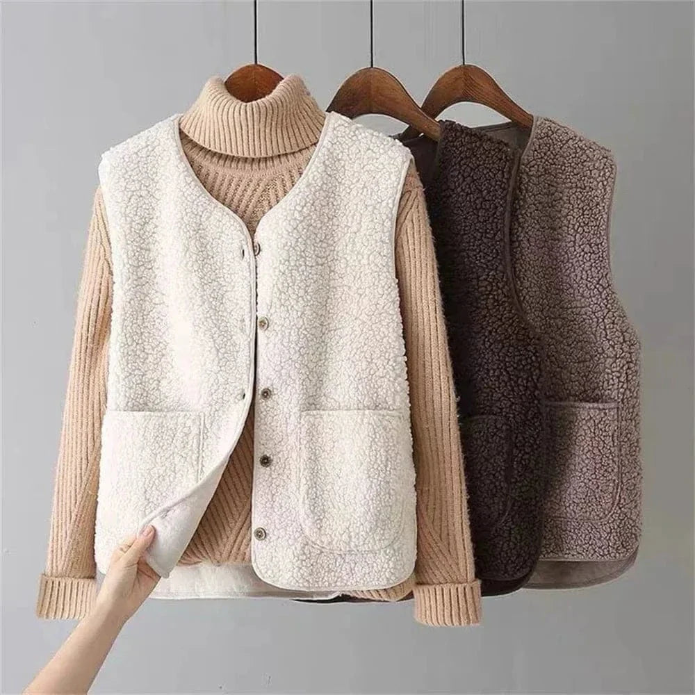 Karo | Gilet Sans Manches à Boutons Pour Femme