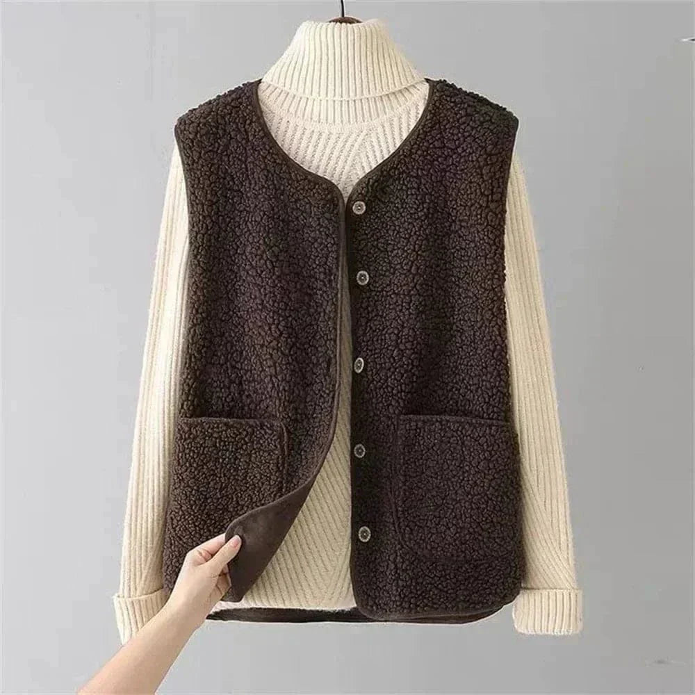 Karo | Gilet Sans Manches à Boutons Pour Femme