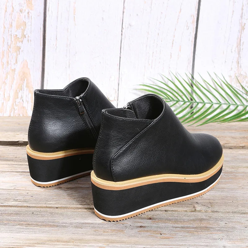 Coralie | Bottines Compensées à Zip Latéral — détail