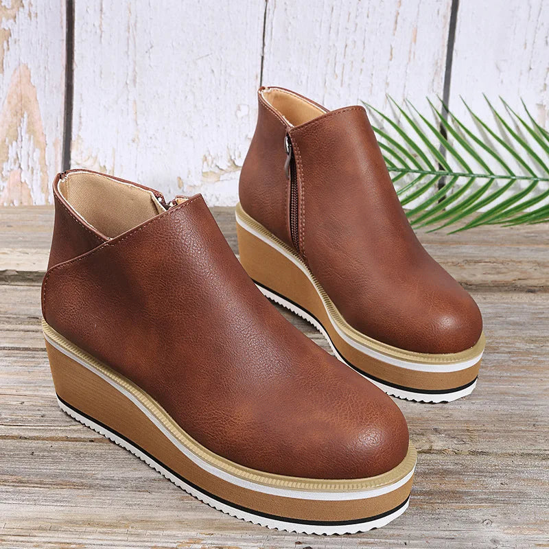 Coralie | Bottines Compensées à Zip Latéral — détail