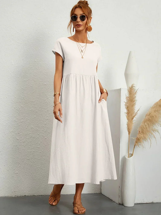 Gabrielle | Robe Midi Fluide Élégance Intemporelle