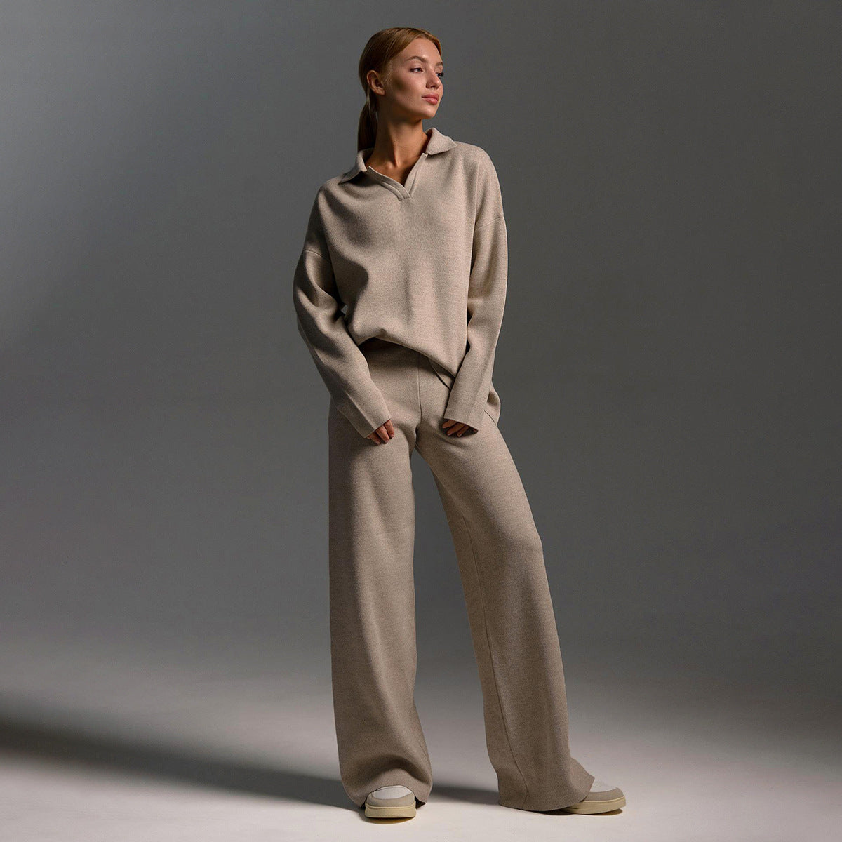 Jade | Ensemble Décontracté Élégant Pour Femme – Pantalon Large Et Pull Polo