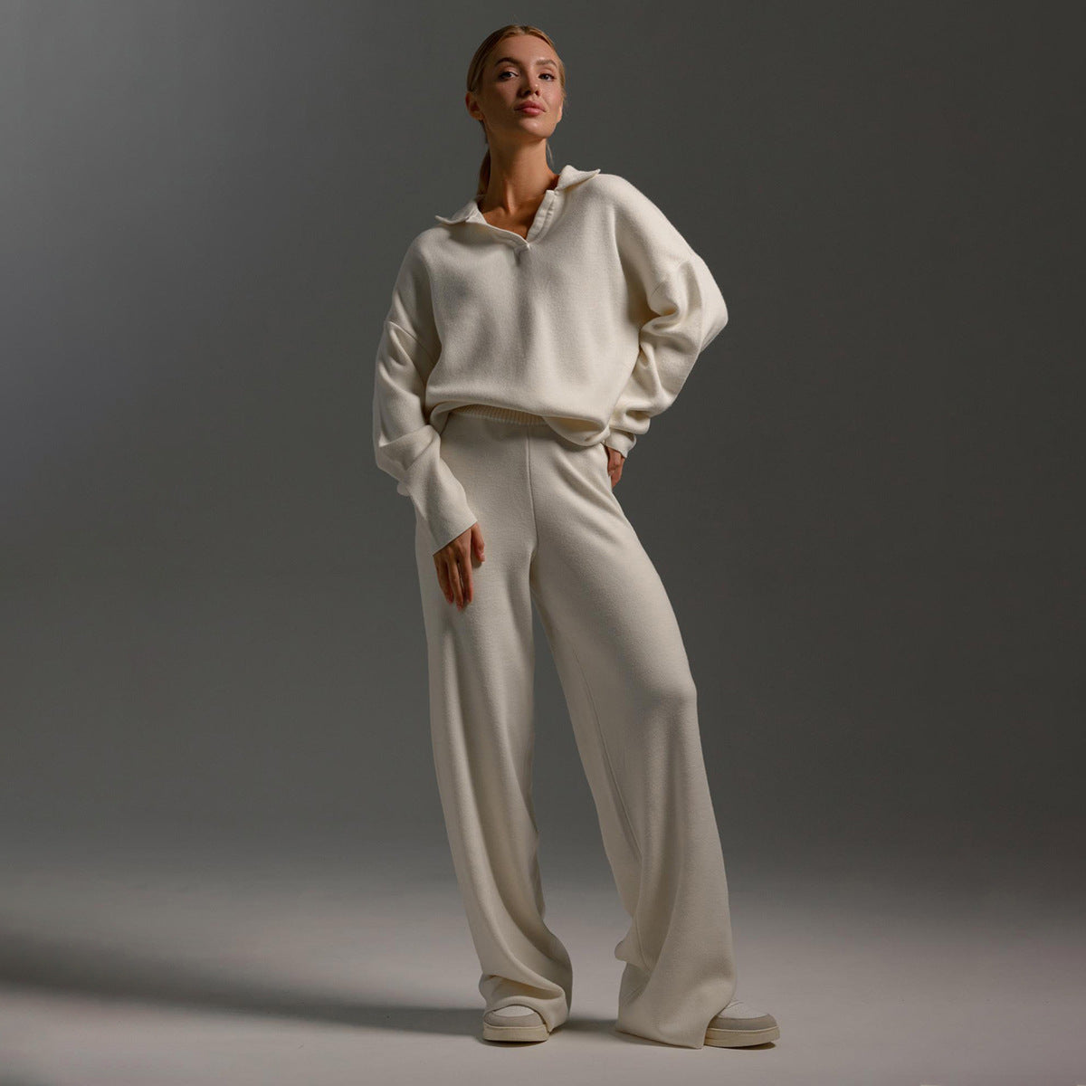 Jade | Ensemble Décontracté Élégant Pour Femme – Pantalon Large Et Pull Polo