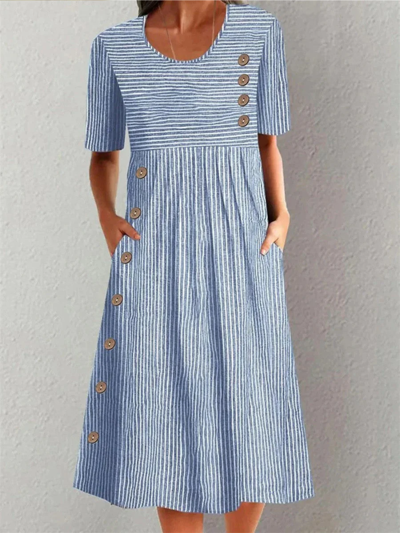 Marina | Robe Midi Rayée Élégante