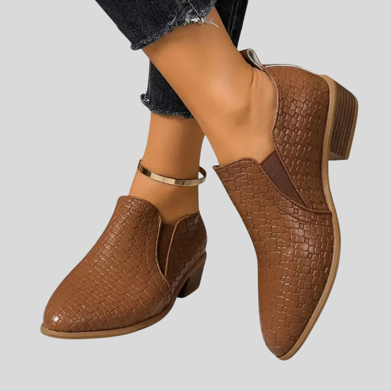 Éliane | Bottines Tressées à Talon Bloc