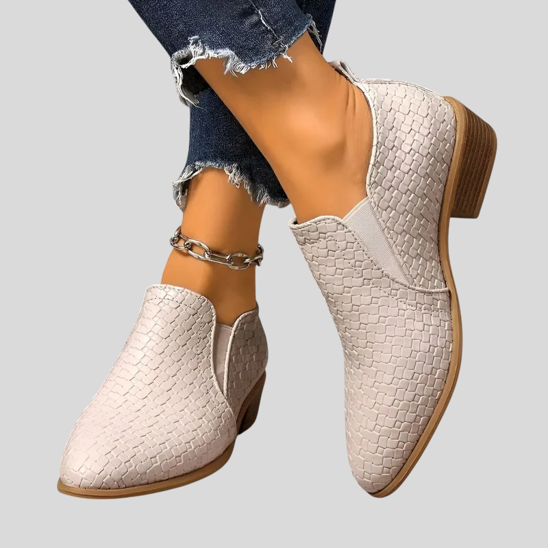 Éliane | Bottines Tressées à Talon Bloc