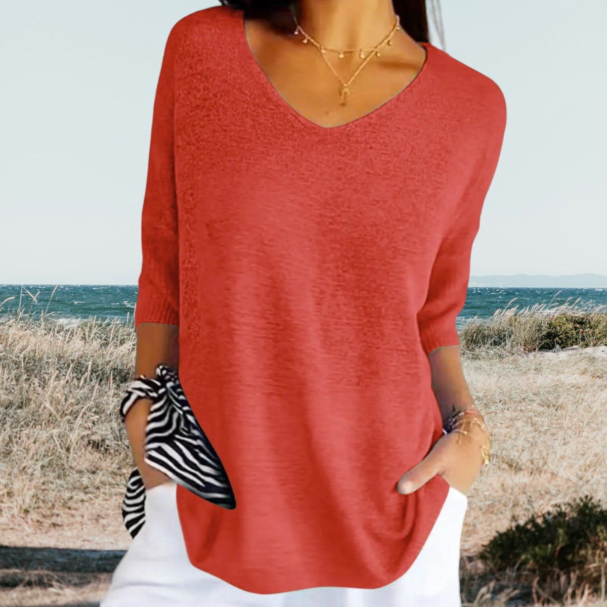 Gerda | Top Femme Col En V Estivale