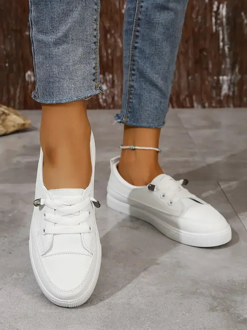 Lilou | Baskets Plates Décontractées À Bout Rond Pour Femmes Avec Lacets
