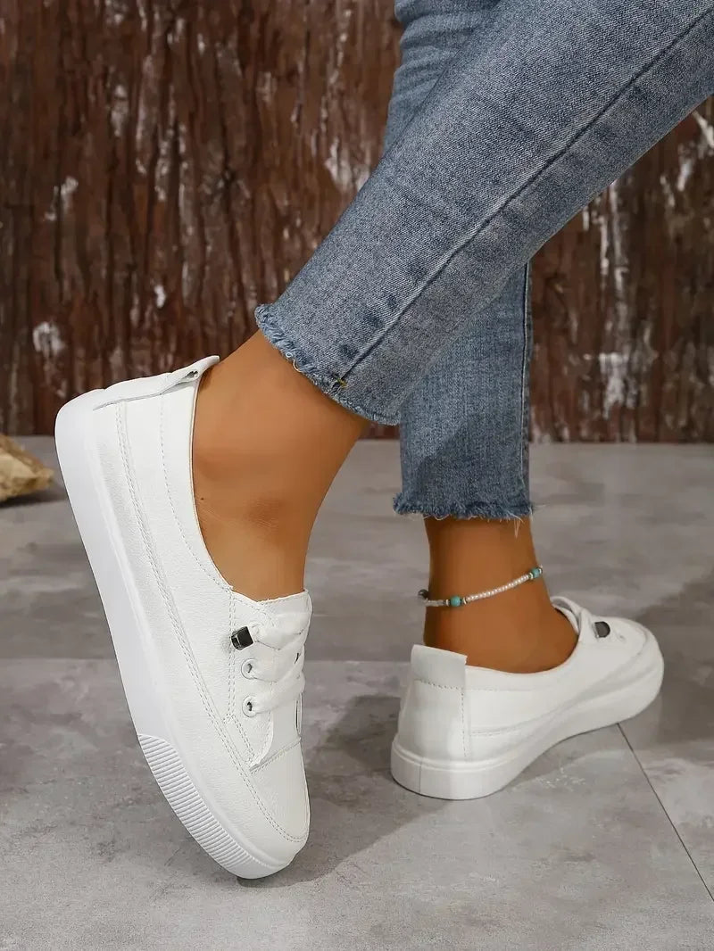 Lilou | Baskets Plates Décontractées À Bout Rond Pour Femmes Avec Lacets