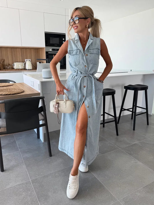 Louisa | Robe Maxi en Denim