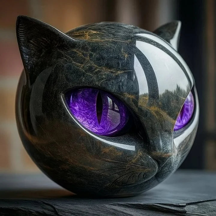 Nyxcharm - Sculpture Mystique Représentant Une Tête De Chat Noir