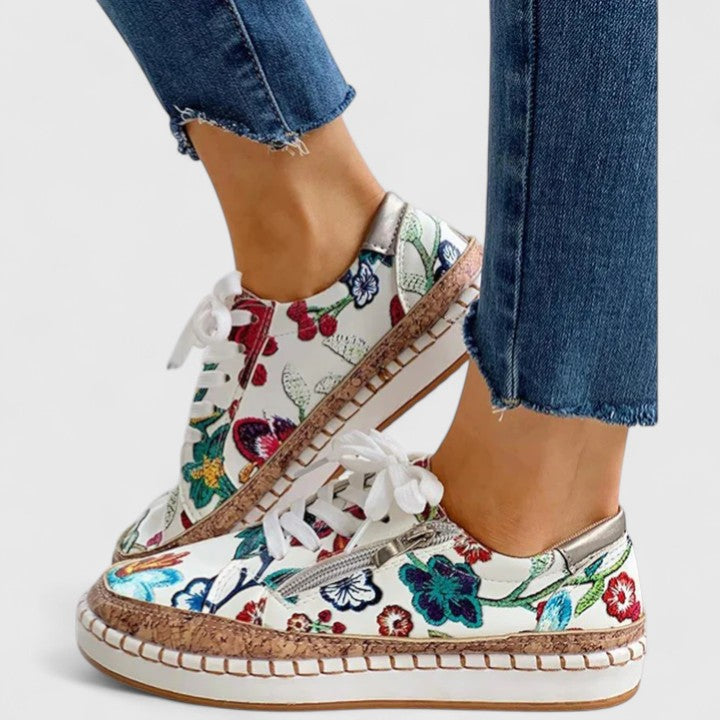 Liliane | Baskets Broderie Florale Semelle Espadrille Pour Femme