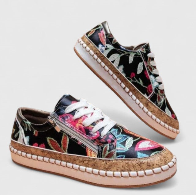 Liliane | Baskets Broderie Florale Semelle Espadrille Pour Femme