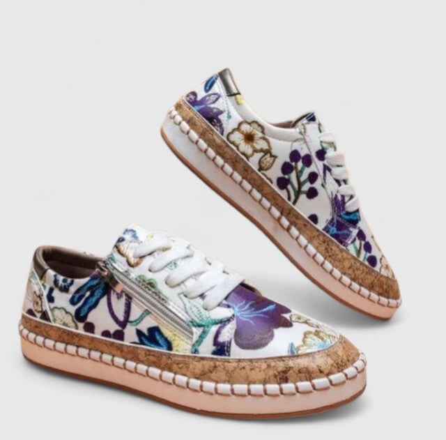 Liliane | Baskets Broderie Florale Semelle Espadrille Pour Femme