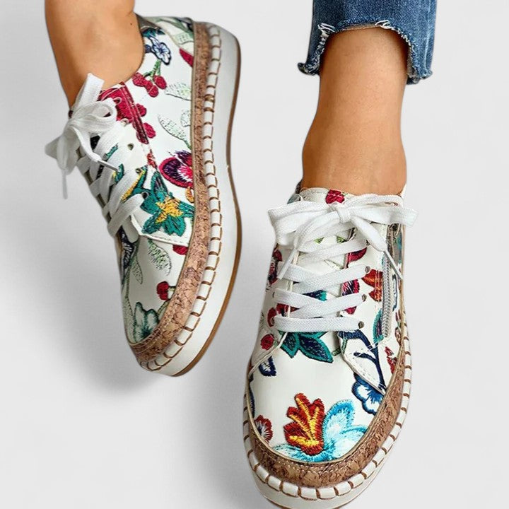 Liliane | Baskets Broderie Florale Semelle Espadrille Pour Femme