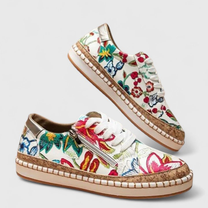 Liliane | Baskets Broderie Florale Semelle Espadrille Pour Femme