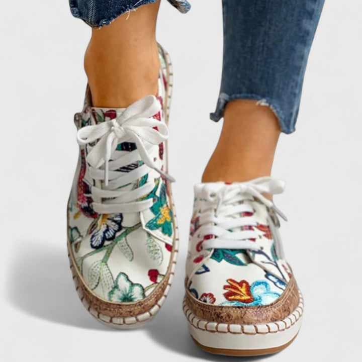 Liliane | Baskets Broderie Florale Semelle Espadrille Pour Femme