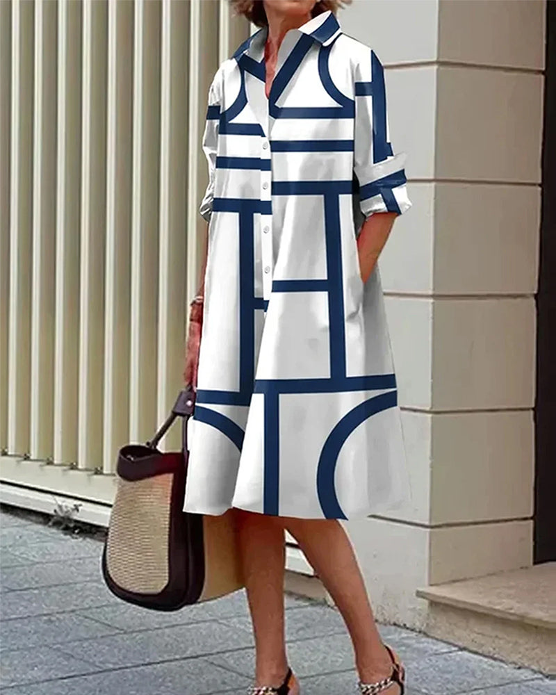 Estelle | Robe Avec Poches Et Imprimé Géométrique
