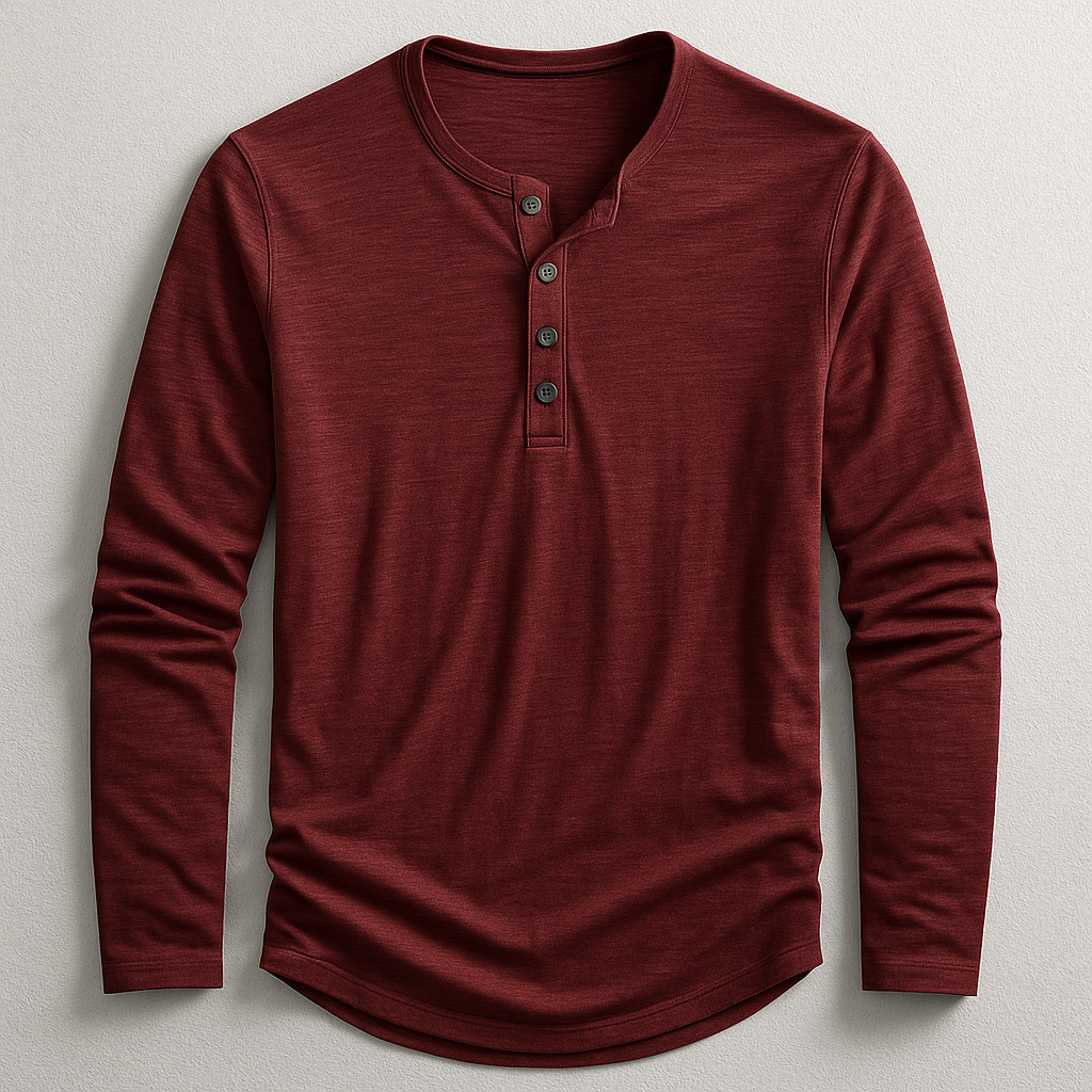 Travis | T-Shirt Henley Homme En Coton Premium – Manches Longues Style Décontracté